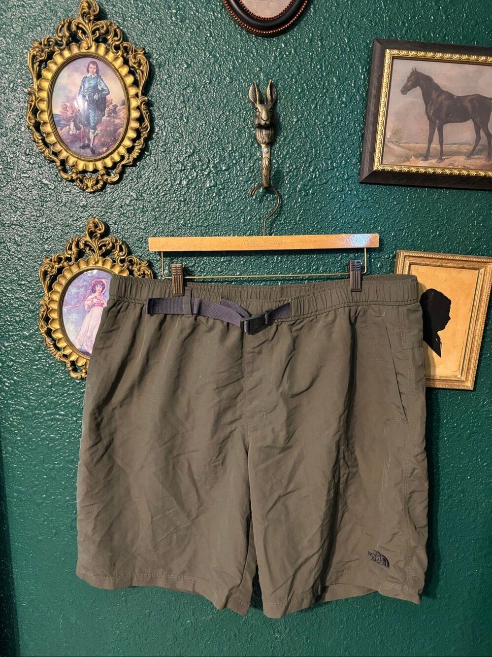 Mens The North Face Green Nylon 9” Shorts Sz XL